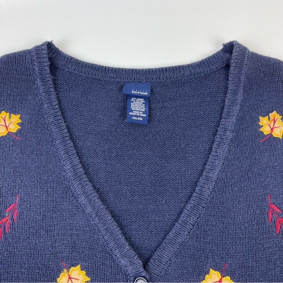 Vintage Fall Autumn Sleeveless Cardigan Sweater 90s Basic Editions Womens 2XL - Picture 5 of 14